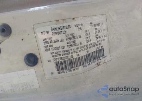 2002 Chrysler Pt Cruiser Touring from USA, damaged, VIN 3C4FY58B22T251162